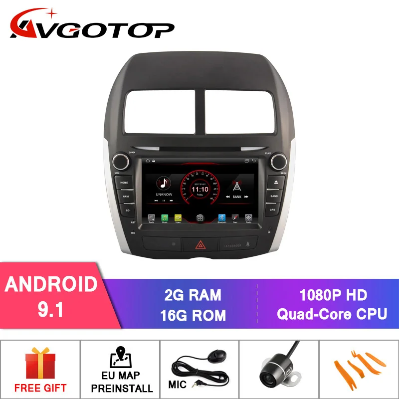 Android 9 AVGOTOP Android 9 автомобильный проигрыватель с радио и GPS для MITSUBISHI ASX 2G 16G Автомобильный мультимедийный - Цвет: Android 9