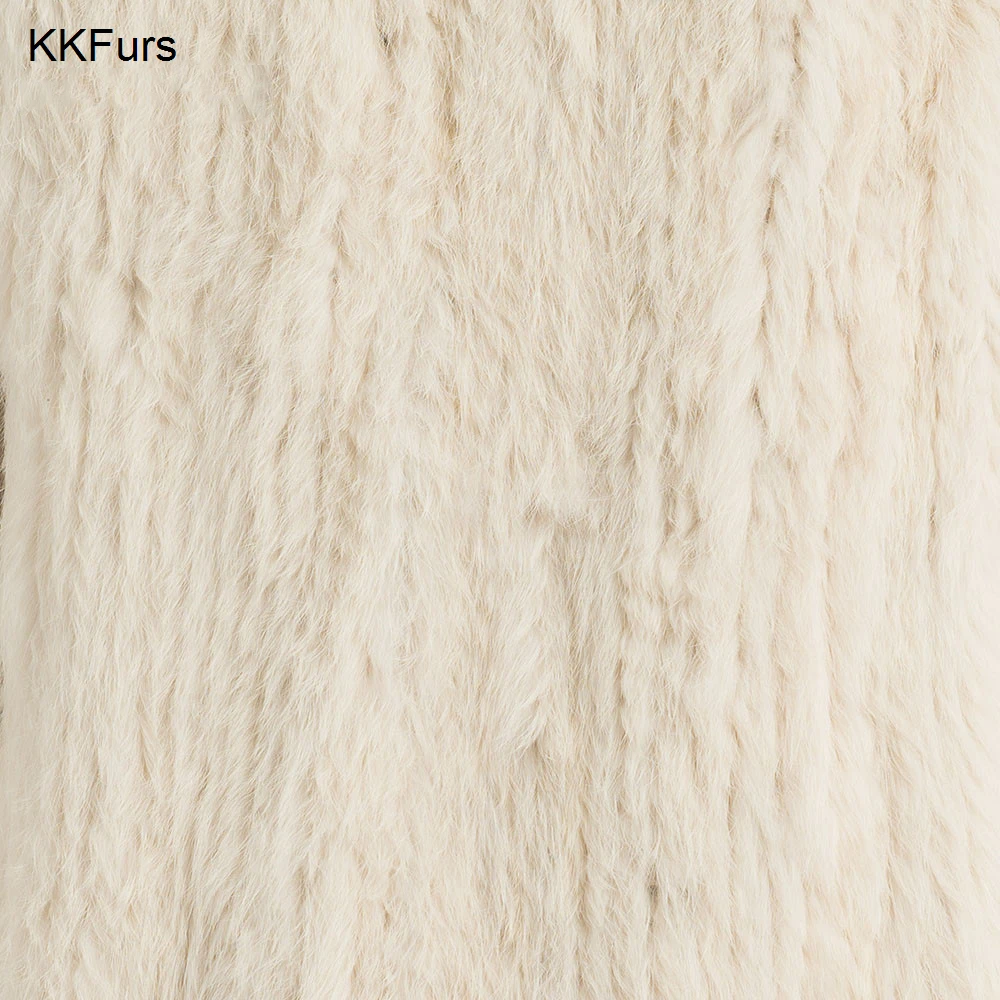 

JKKFURS 2021 New 11 Colours Women's Thick Knitted Real Rabbit Fur Jacket Winter Warm Fashion / Lady Fur Coat S1340