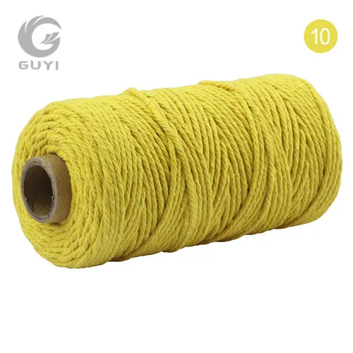 Color No. 10 1 рулон, 100 ярдов, 3 мм, цветная витая хлопковая веревка, 2 нити, витая, сделай сам, макраме, хлопковые шнуры, ремесло, витая шпагат - Цвет: Color No. 10
