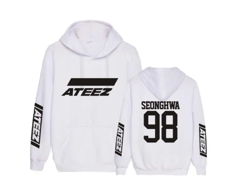 fleece Kpop ateez имя члена печать черный/белый пуловер свободные толстовки унисекс k-поп руно ateez Толстовка для на осень-зиму - Цвет: fleece