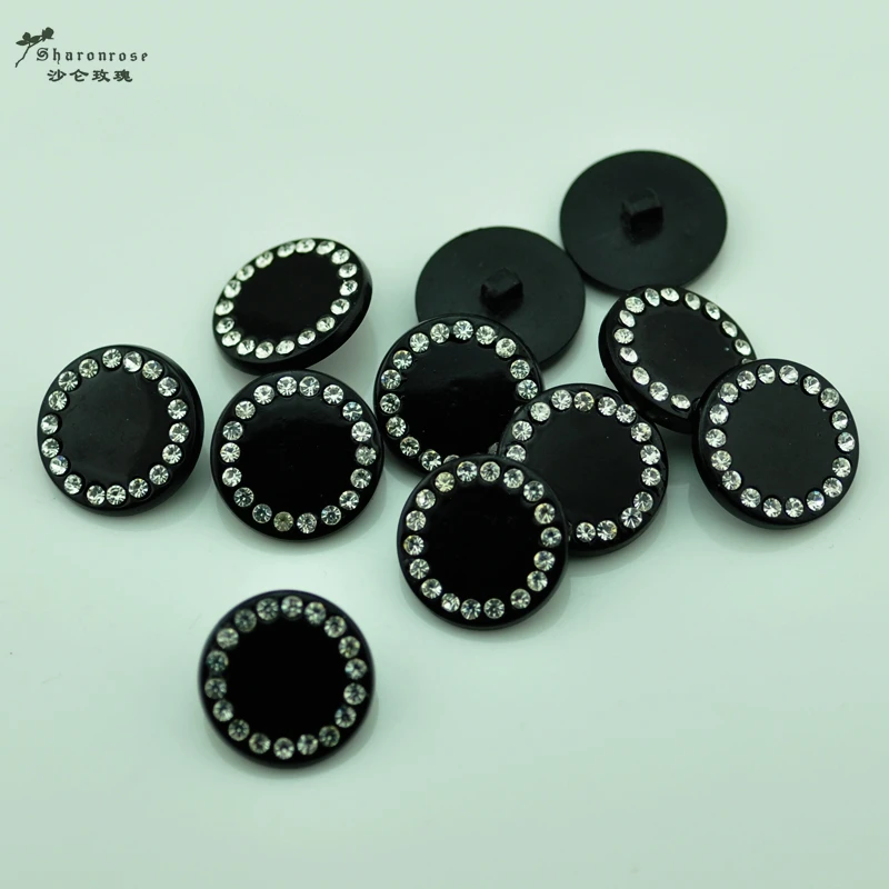 24 мм 6 ⑤ упак. черный цвет ABS горный хрусталь Пластиковый свитер пуговицы