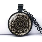 Таинственный ожерелье Мандала ювелирные изделия сакральной геометрии духовный аксессуар черный буддийский OM символ йоги кулон для мужчин