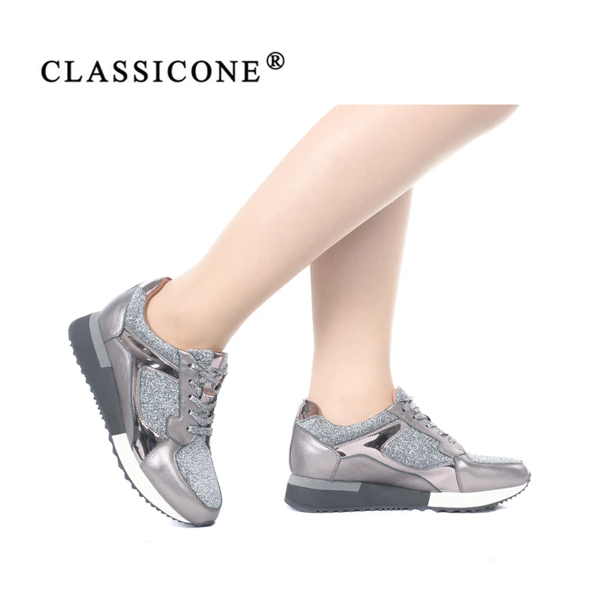 CLASSICONE 2018 осенние модные женские кроссовки со стразами модная обувь на шнурках