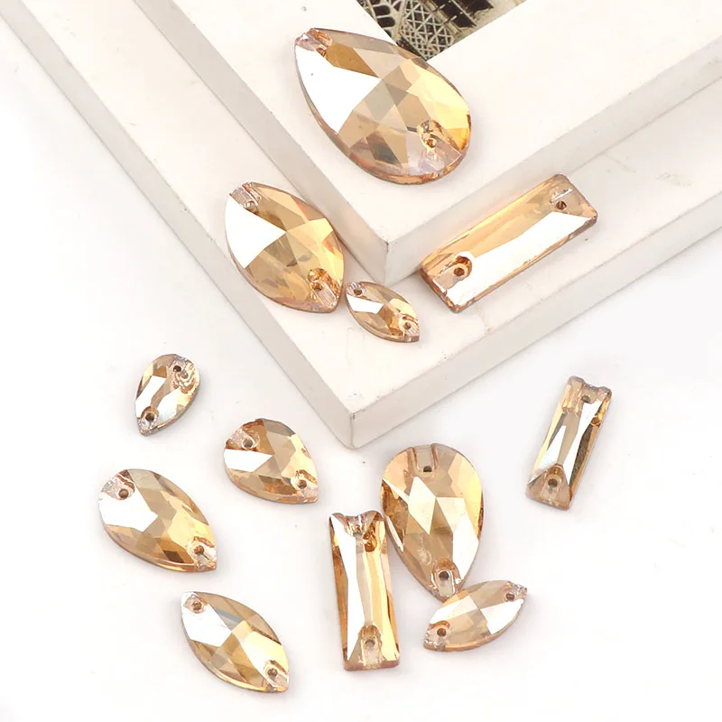 36 шт. цвета шампанского Смешанная форма смешанный размер пришить на Стразы Flatback
