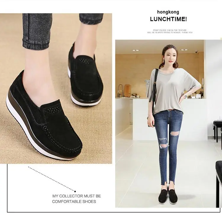 Platform shoes woman fashion sneakers women genuine leather casual women shoes round toe Loafers ladies flat shoes women