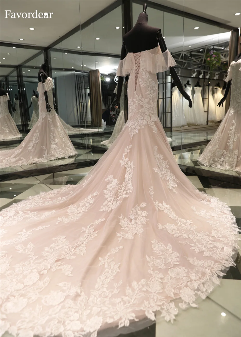 Favordear Vestido De Novia New Arrival High End Sweet Off The Shoulder Blush Mermaid  Wedding Dress