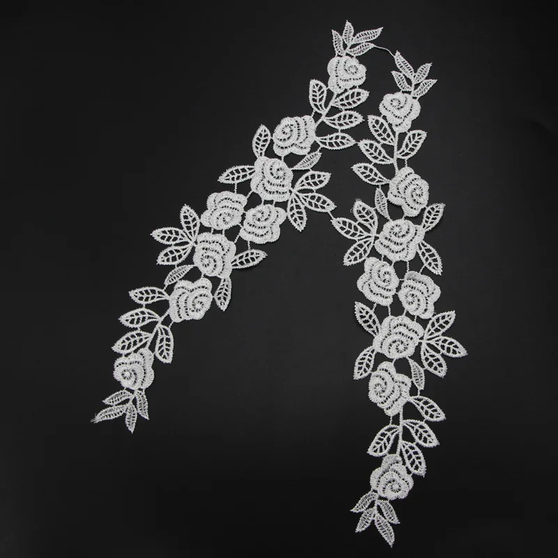 1 пара белый и черный полиэстер кружевная отделка с 8 цветами листья швейная