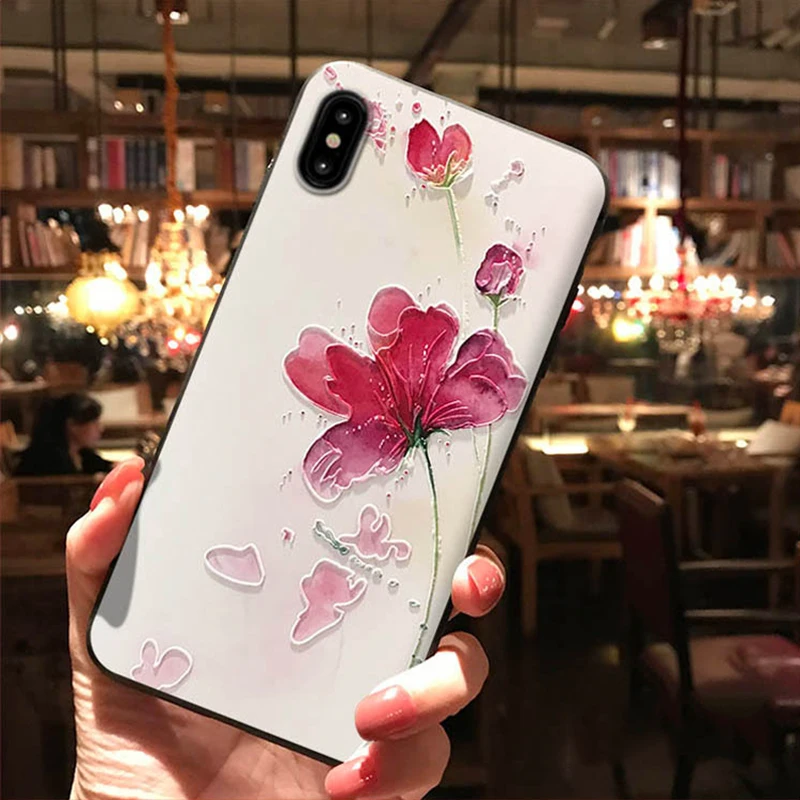 3D с тиснением и изображением цветка чехол для samsung Galaxy A50 A30 A40 A70 S6 S7 край S8 S9 S10 S10e A5