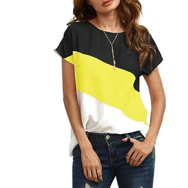 Женские летние рубашки 2020 новые модные трехцветные Шифоновые Топы в стиле