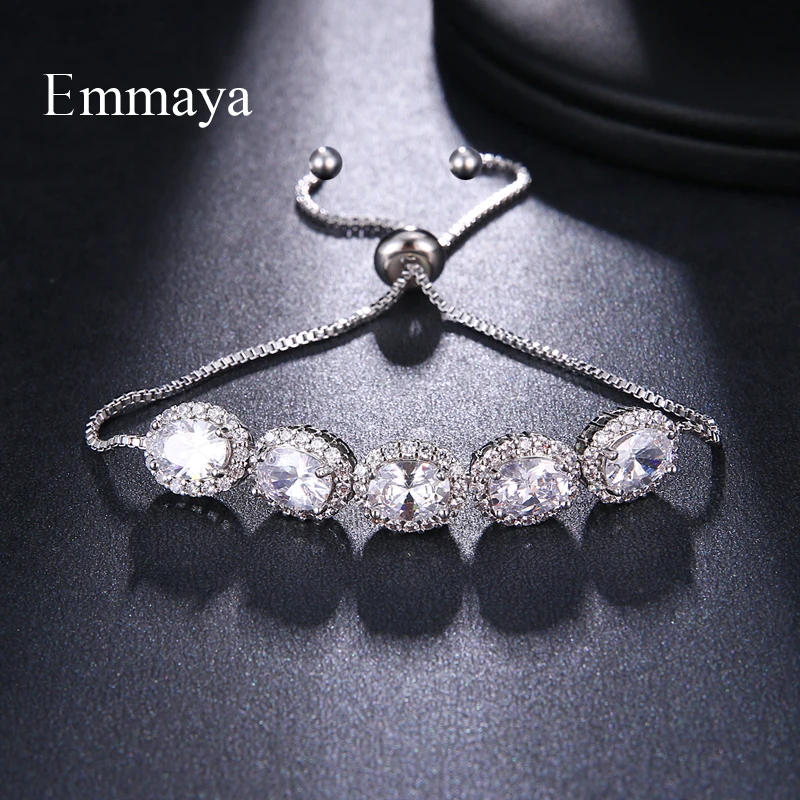Новый милый Длинный регулируемый браслет EMMAYA с цирконом для женщин серебряный