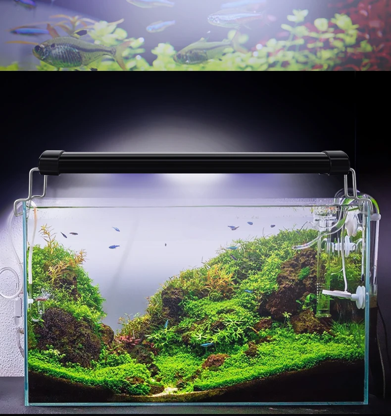 55-70 см аквариумный светодиодный светильник ing Fish Tank светильник с выдвижными кронштейнами 43 белый и 5 синий светодиодный s освещение для водных растений