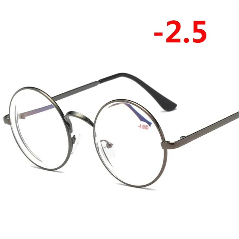 Myopia 250 1,0-1,5-2,0-2,5 до-4,0 готовые очки для близорукости для женщин мужчин анти синий Llight короткие очки для коррекции зрения круглые очки для близорукости - Цвет оправы: Myopia 250