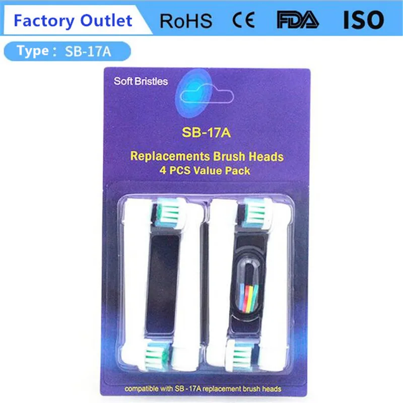Сменные насадки для зубных щеток Oral B EB 17 4 шт./лот гигиена чистка электрическая
