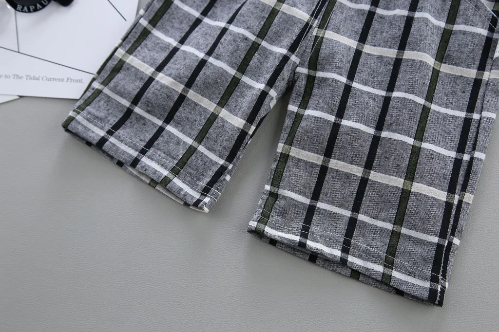 Urbane Toddler Kids Boys Clothes Boy Bow Tie Shirt Plaid Shorts Set Handsome Gentlemen Suit Outfits Clothes 1 2 3 4 Years