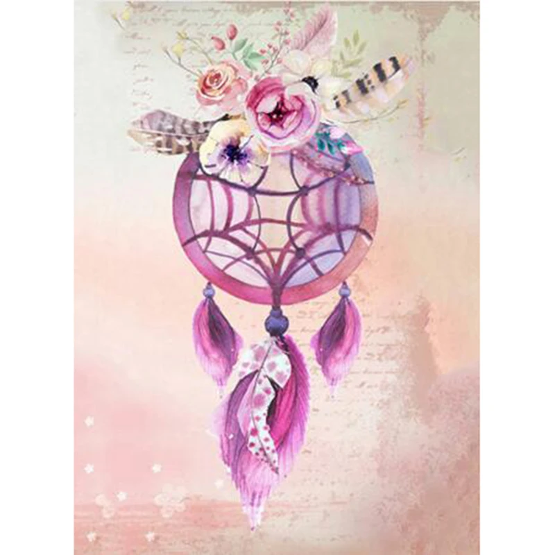 3D Diy round Diamond Embroidery Painting Indian Dream catcher of Cross Stitch Full feathers home decor RD53 | Дом и сад