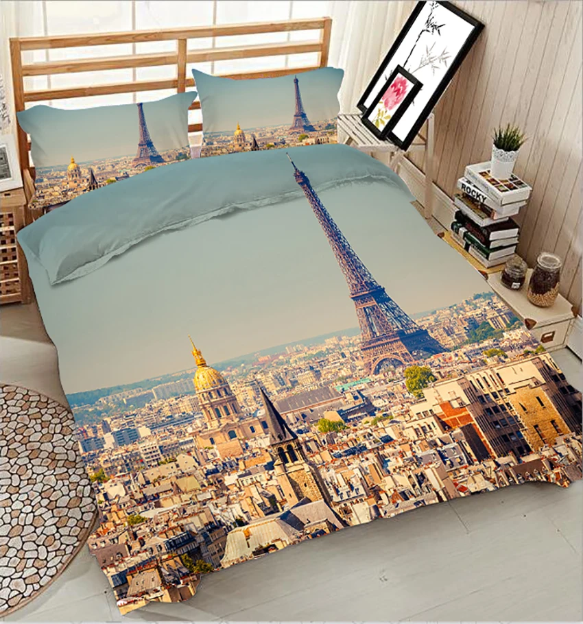 Queen luxury 3d bedding sets Nightscape pattern California king Twin Full bedsheet Fitted sheet style Duvet bed cover | Дом и сад