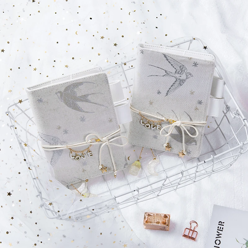 Snow goose series INS style Hot silver fabric Notebook Bandage Tassels Replaceable inner pages Diary Stationery School Supplies |