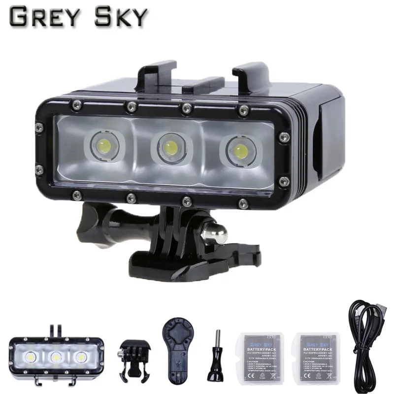 Фонарик для дайвинга Go pro 5 водонепроницаемая светодиодная лампа видеосъемки GoPro