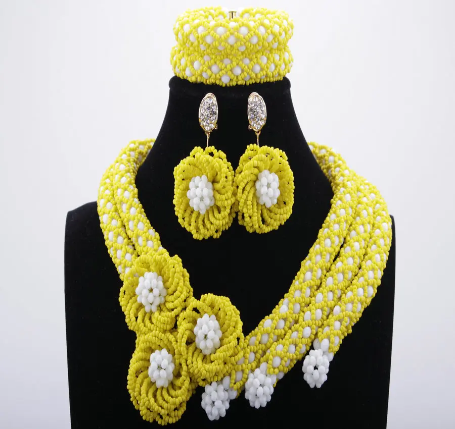 2018 Удивительные Свадьба в Африканском нигерийском стиле Бусины Ювелирные наборы