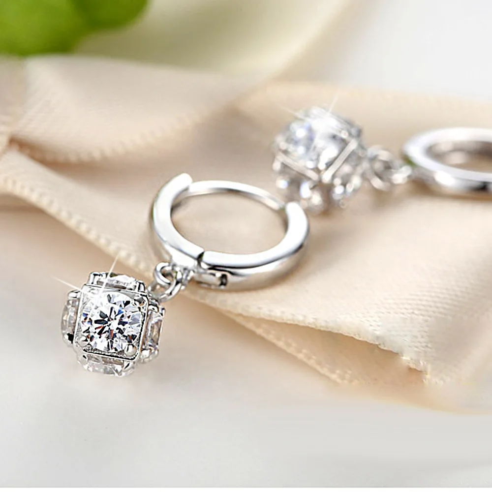 Женские серьги гвоздики с фианитом серебряного цвета|fashion stud earrings|stud earringsstud earrings