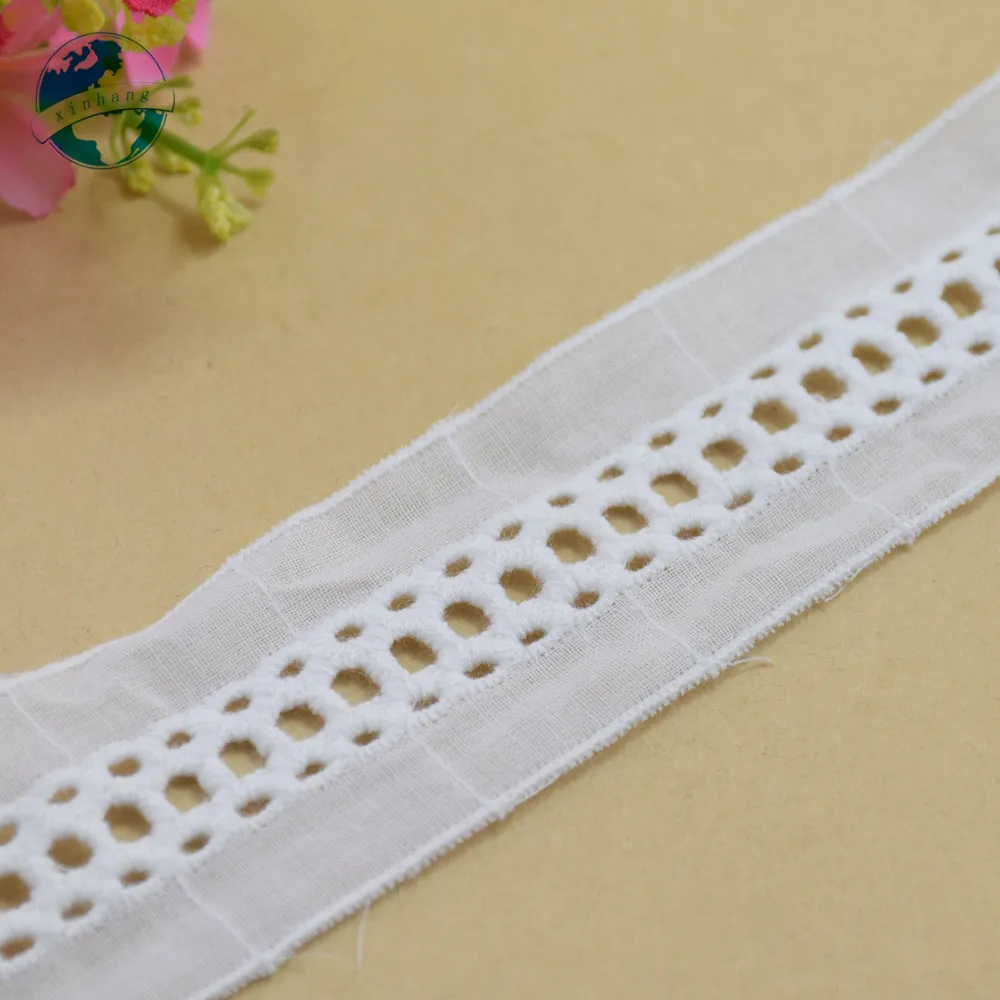 5 ярдов 4 см Белое кружево хлопок embroid кружево швейная лента ткань гипюр diy отделка основы Вязание DIY аксессуары для одежды#3660