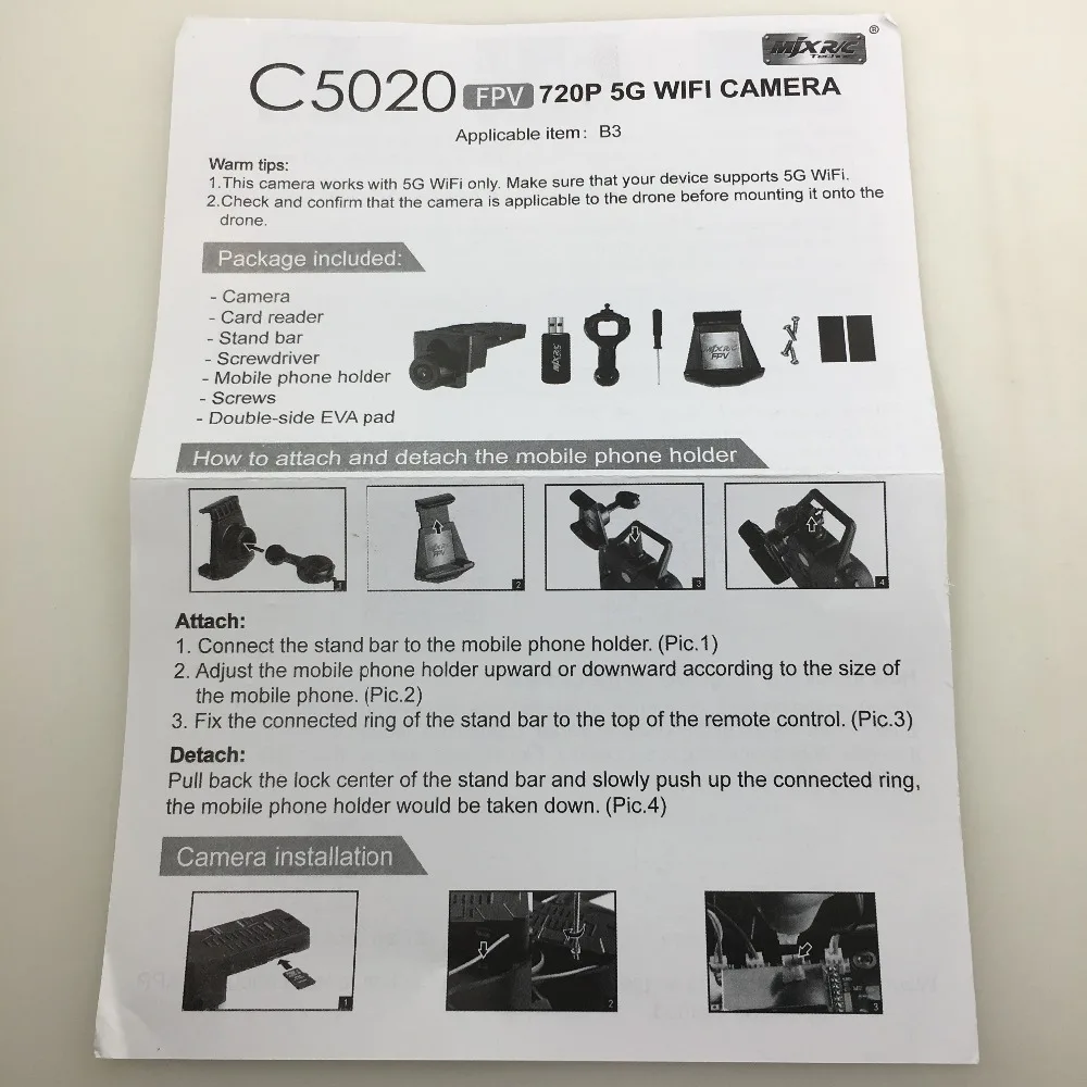 MJX радиоуправляемая камера C5020 5 8G WIFI 720P FPV для Bugs 3 гоночный Дрон Радиоуправляемый
