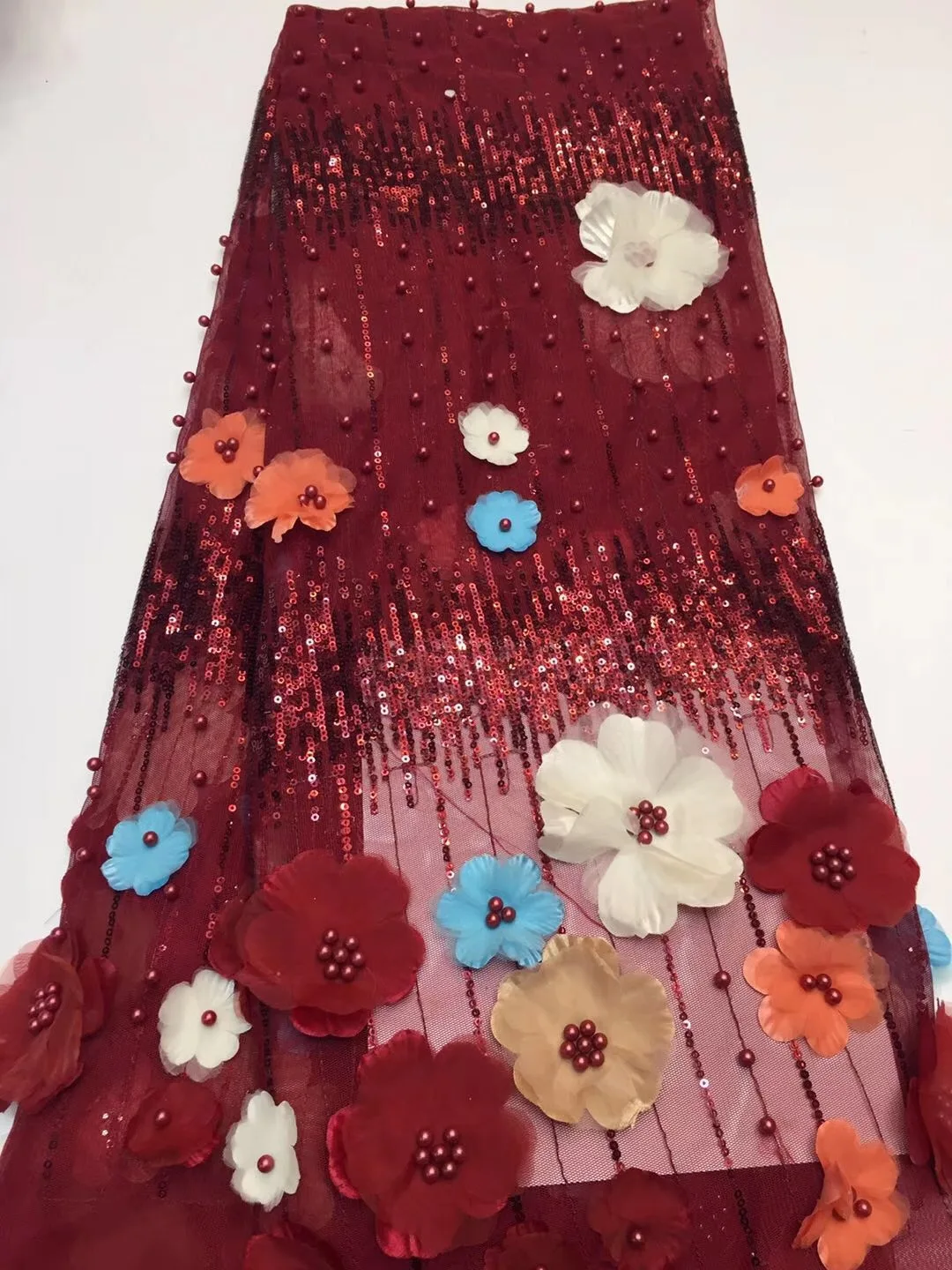 2019 New style French net lace fabric 3D flower African tulle mesh high quality nigerian fabrics RF312 | Дом и сад