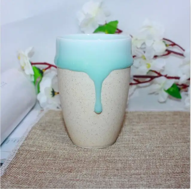 blue Оригинальная кофейная кружка с глазурью, Офисная чайная чашка, креативные подарки, традиционная китайская посуда для напитков, керамические кружки, домашний фарфор, высокое качество - Цвет: blue