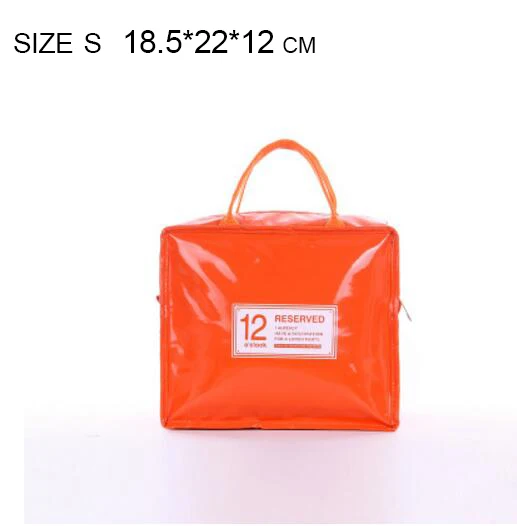 Orange size S Новые ПВХ сумки для обеда для женщин и мужчин, водонепроницаемые, сохраняющие свежесть Изолированные сумки для обеда, ручная переноска, утолщенные сумки-холодильники из оловянной фольги - Цвет: Orange size S