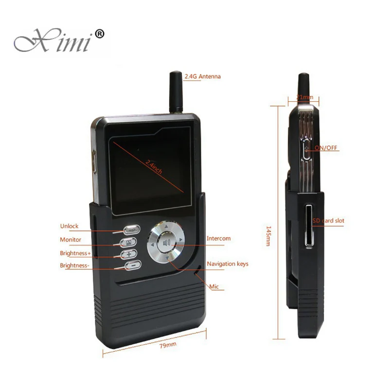 2 4 дюймовый портативный мини-видеодомофон с дистанционным управлением