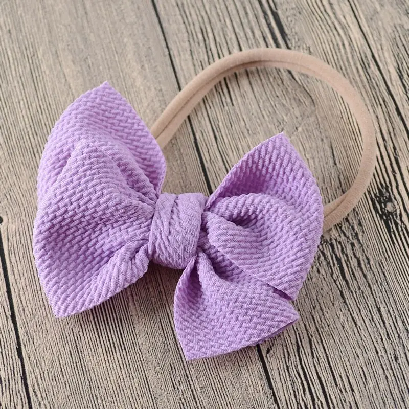 Purple Baby Headband Bow Girl Headbands Toddler Nylon Elastic Hair Accessories Kids Head Band Infant Hairband Newborn photography Props - Цвет: Purple