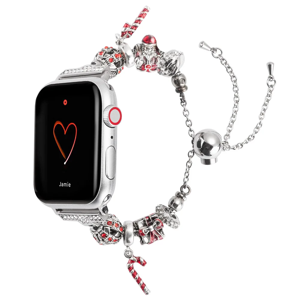Santa Ремешок для часов женский iWatch браслет Рождественский металлический браслет с регулируемым ремешком-цепочкой для Apple Series 4 3 2 1 Edition Nike - Цвет ремешка: Santa