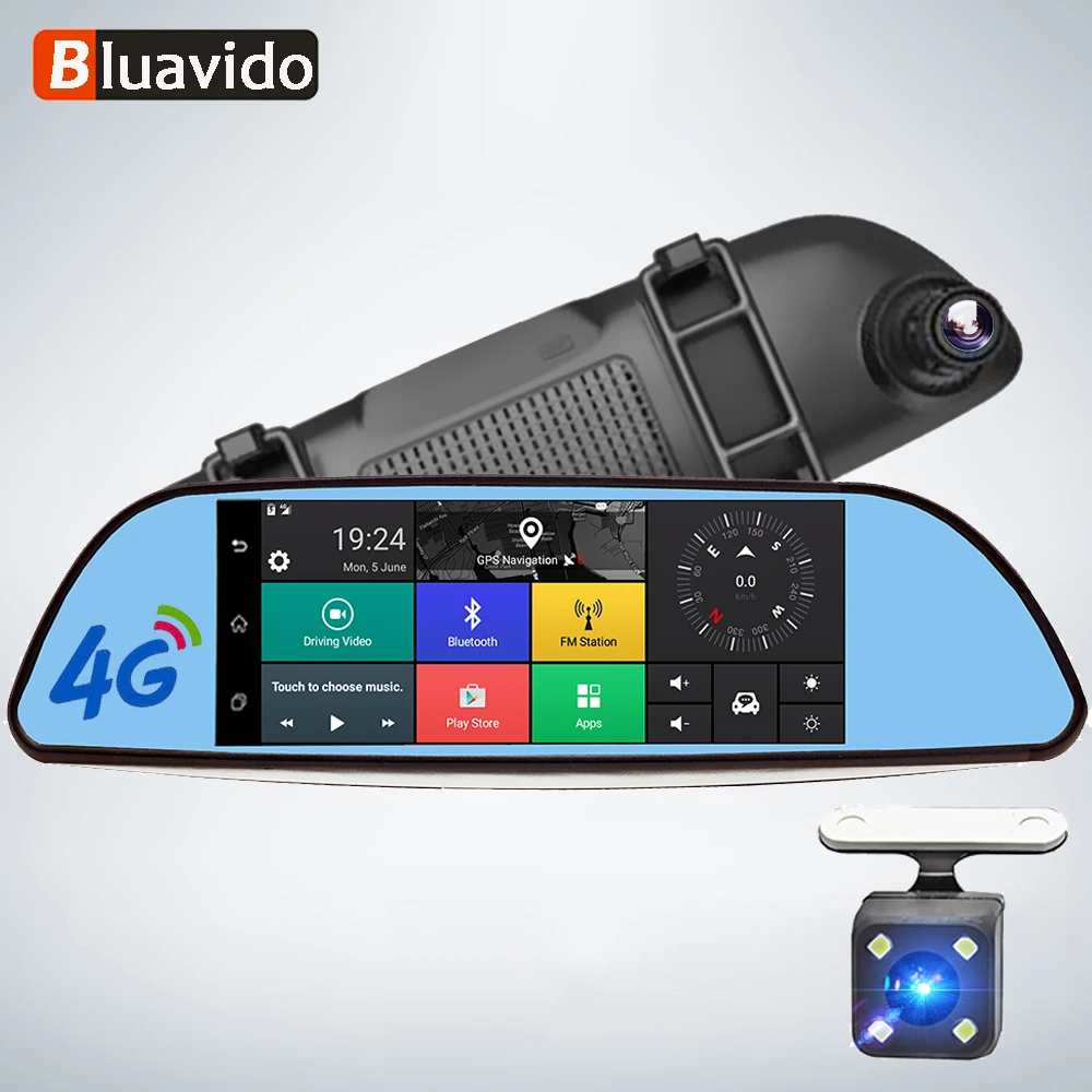 Bluavido 4G ADAS Android DVR " зеркало заднего вида gps Автомобильный видеорегистратор FHD 1080P видеорегистратор с камерой заднего вида WiFi Live monitor