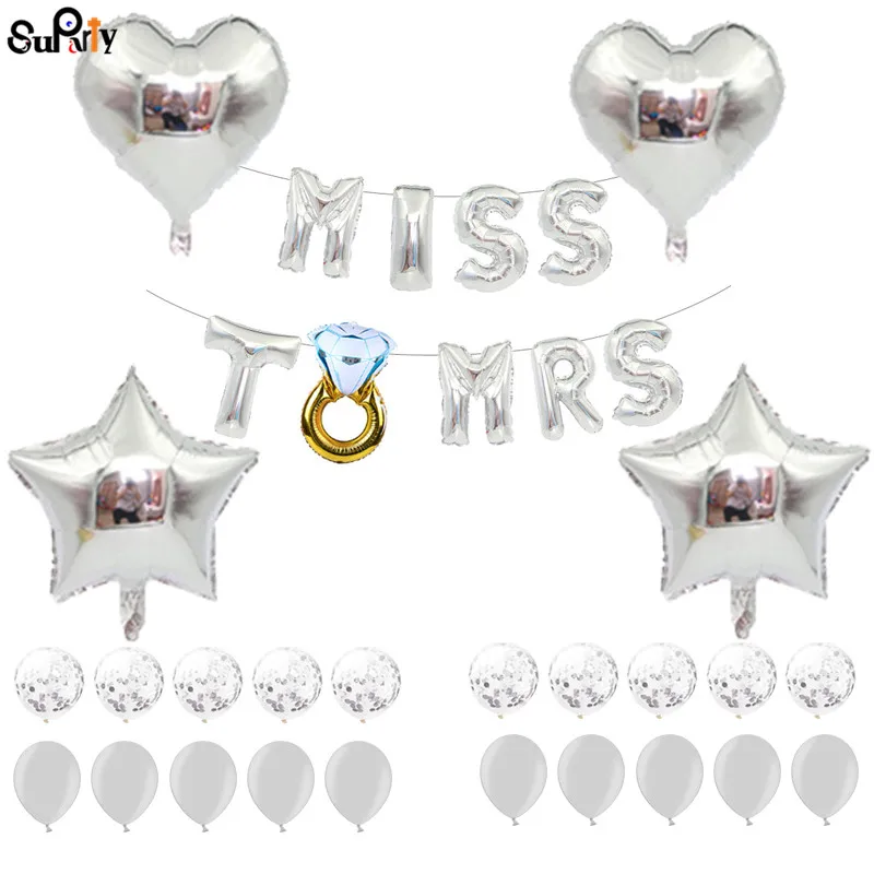 1 набор 16 дюймов &quotMISS TO MRS&quot буквы воздушные шары розовое золото серебро