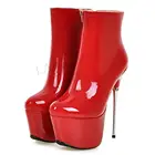 LAIGZEM модные Для женщин Ботильоны Водонепроницаемый на металлическом каблуке-шпильке на молнии ботинки, украшенные блестками зимняя обувь; Botines Mujer; большой Размеры; большие размеры 33-43