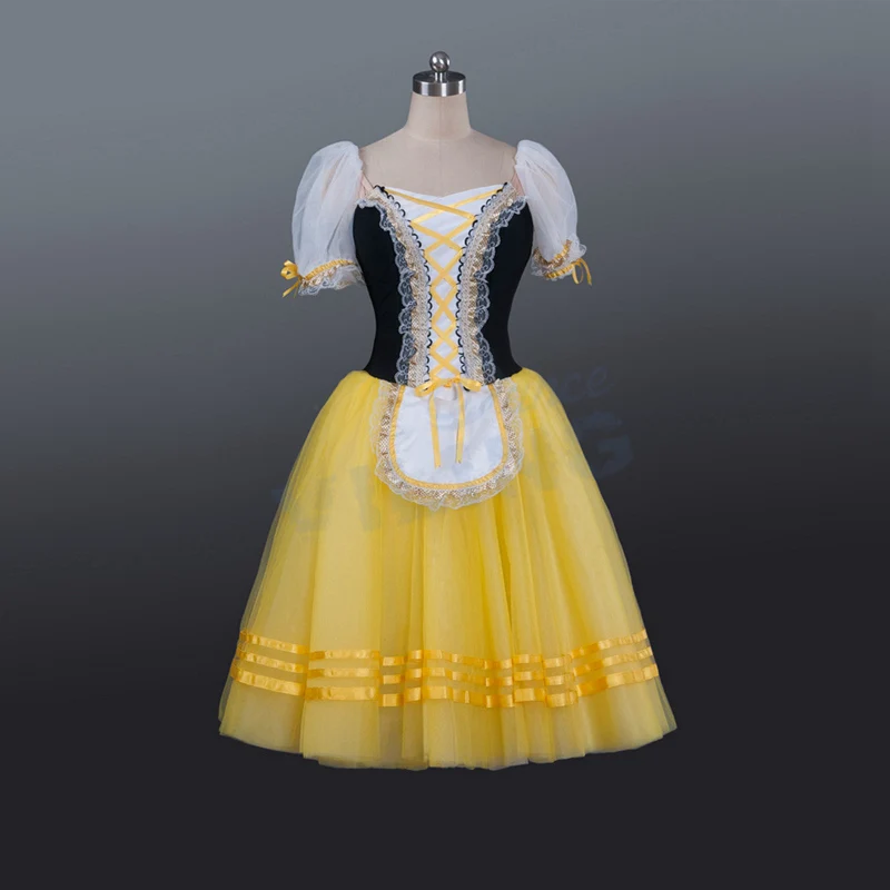 

Yellow Ballet tutu long dress girl Nutcracker professional ballet tutu long skirt dance custom made stage costumes