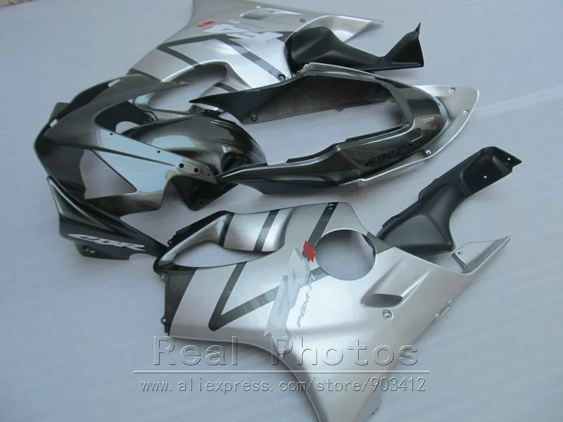 Дешевые инъекции Обтекатели кузова для Honda CBR600 F4I 04-07 Черный Серебристый