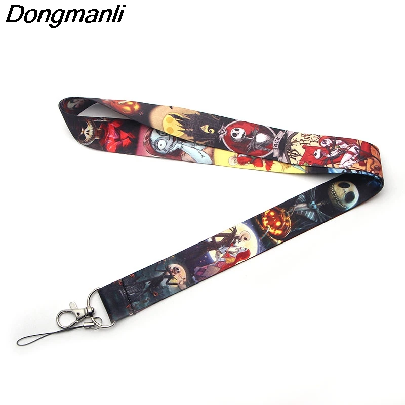 M1741 DMLSKY Кошмар перед Рождеством Lanyards ID Pass держатель для карт с мультипликационным принтом для телефона на шее ремешки DIY Висячие веревки
