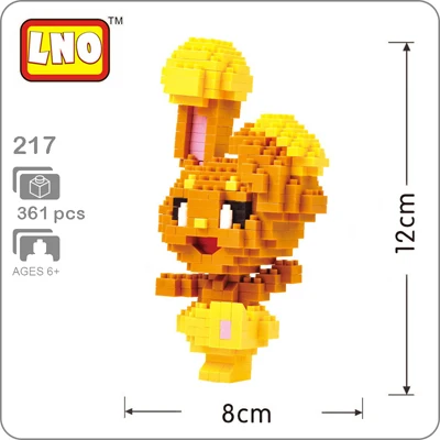 LNO аниме Pocket Monster Pikachu Koffing Psyduck Poliwhirl Meowth Mudkip Piplup DIY алмазные мини строительные блоки игрушка без коробки - Цвет: 217Buneary