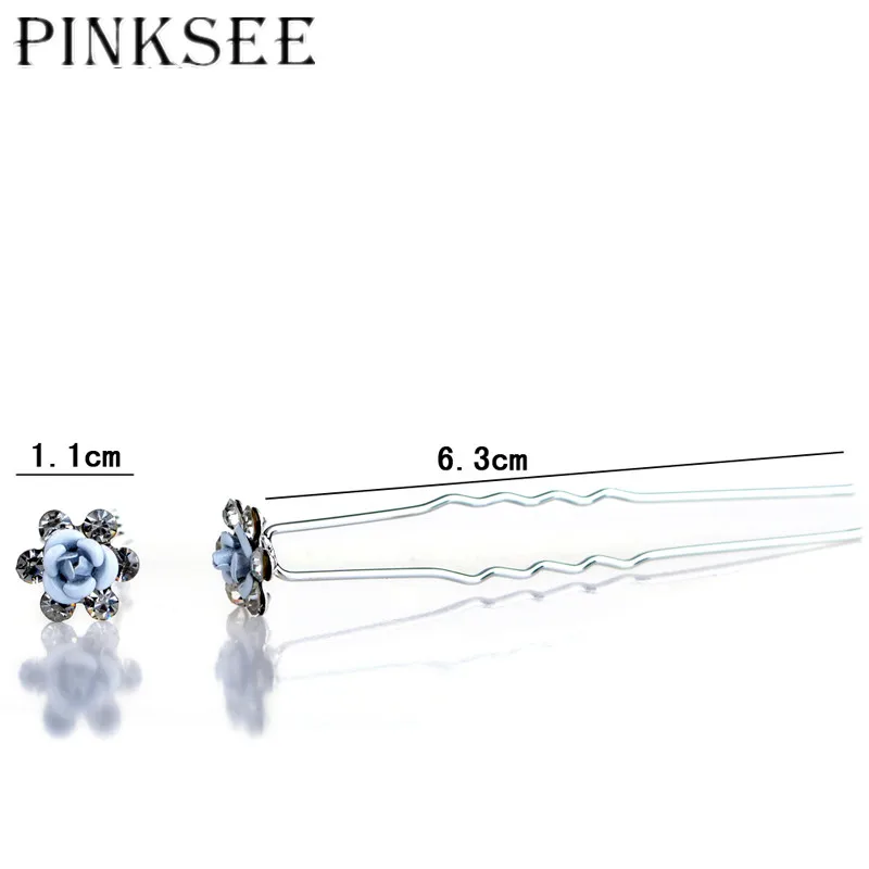 PINKSEE 20 шт./лот свадебные заколки для волос синий цветок кристалл заколки для волос для женщин ювелирные аксессуары подарок