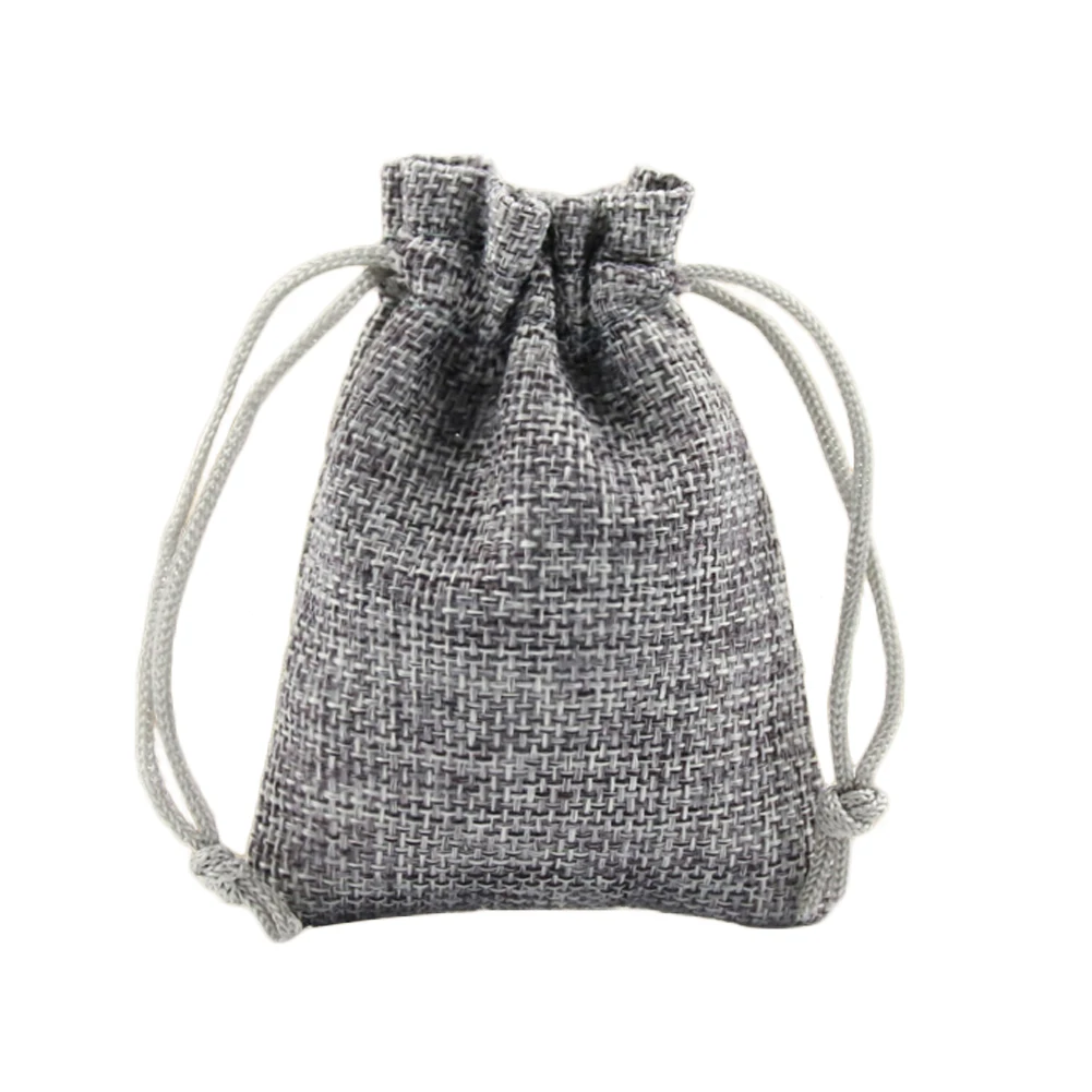 silver gray 5 шт. рождественские льняные джутовые подарочные мешочки на шнурке, мешочки для свадьбы, дня рождения, вечеринки, подарочные мешочки на шнурке, принадлежности для детского душа - Цвет: silver gray