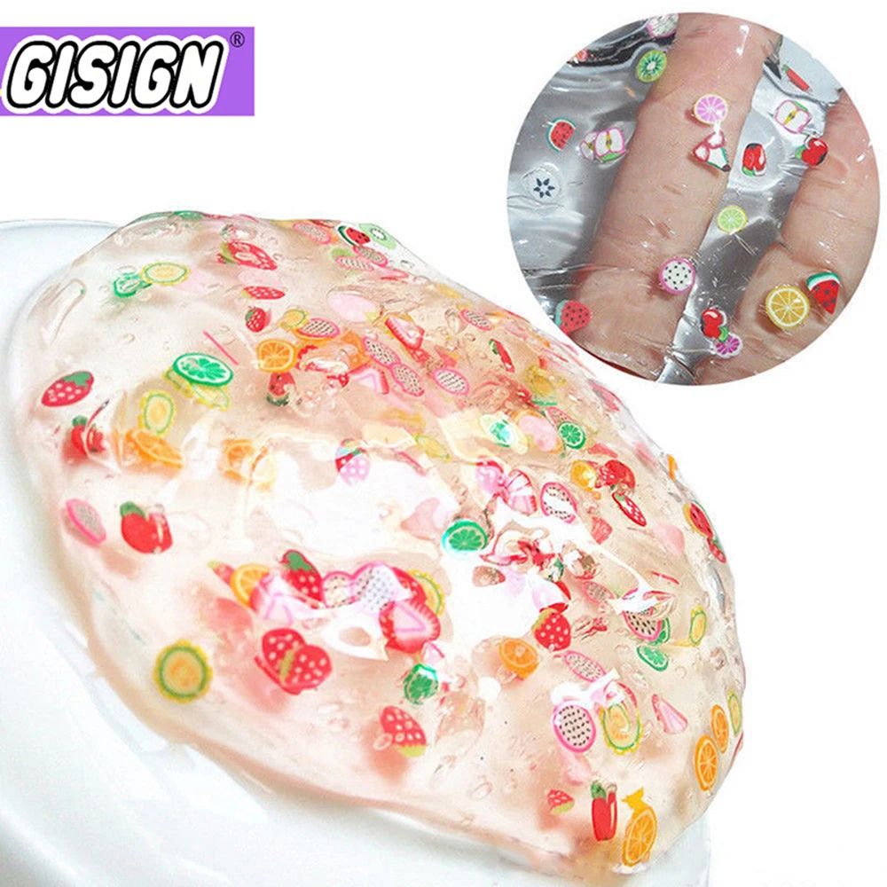 

60ml Crystal Slime Transparent Clear Filler Slime Cloud Diy charms for Slime Addition Kids Fruit Flower Modlein Clay Playdough
