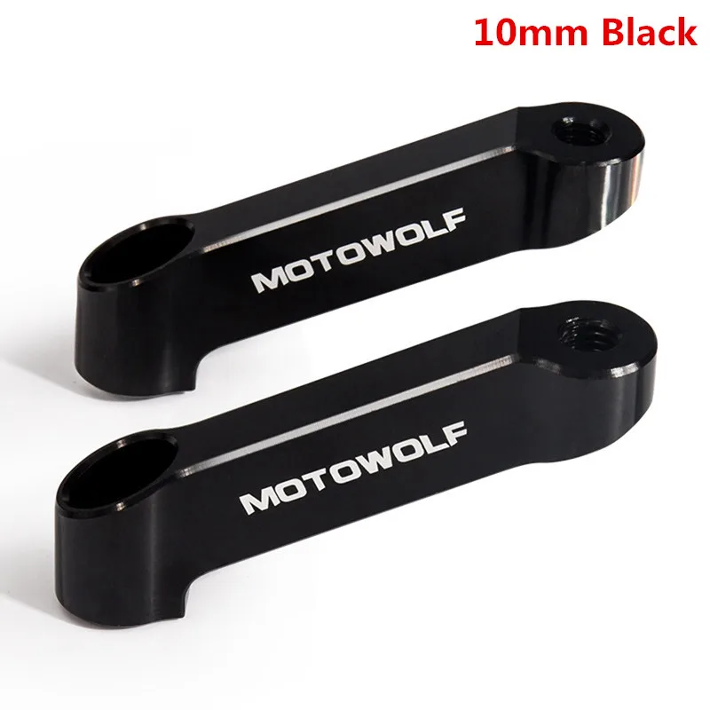 10mm Black 1 пара 8/10 мм мотоцикл Зеркало заднего вида Удлинительный кронштейн держатель Алюминий сплав зеркало расширение Riser Продлить адаптер - Цвет: 10mm Black