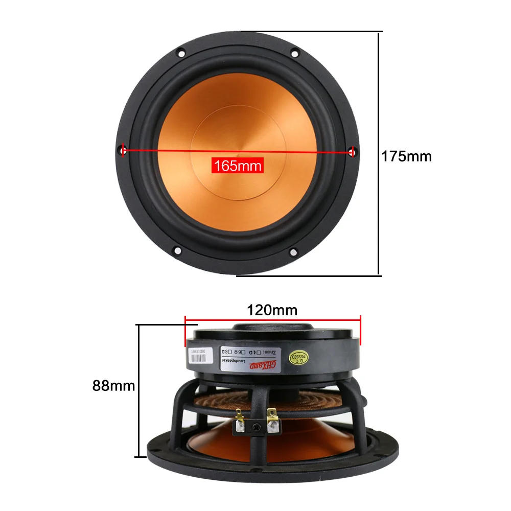 GHXAMP Hifi 6,5 дюймов средний бас-динамик 8 Ом 40 Вт домашний кинотеатр СЧ-динамик громкий динамик глинозема Керамика 1 шт