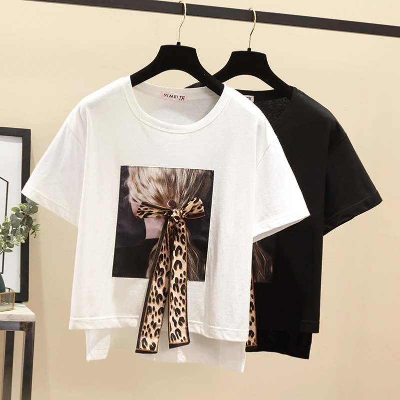 SexeMara fashion The New printing Round neck asymmetric T-shirt free shipping | Женская одежда