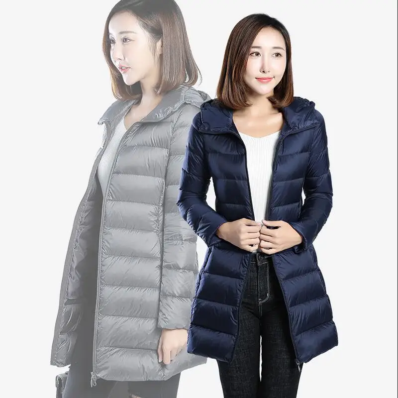 Новинка 2017 Женское зимнее теплое пальто женский ультра светильник с капюшоном