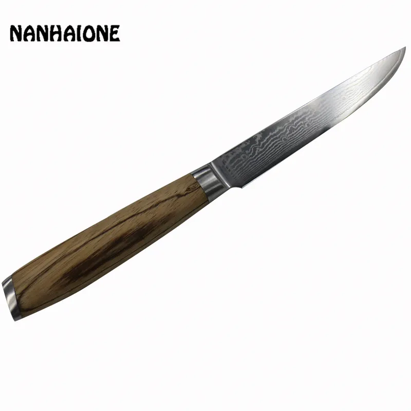 NANHAIONE 5 дюймов Дамасская сталь универсальный нож Зебра деревянная ручка кухонный нож для разделки рыбы японский нож шеф-повара CL090