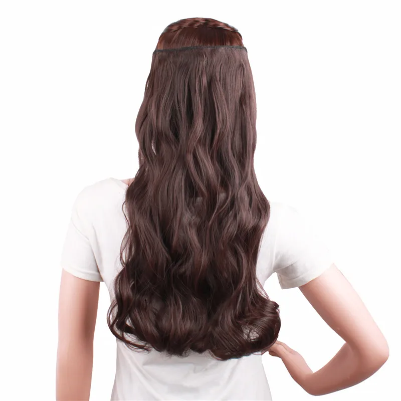 Dark Brown MapofBeauty кудрявые 3/4 зажим для головы в одной части синтетические волосы для наращивания черный коричневый натуральный цельный для женщин термостойкий - Цвет: Dark Brown