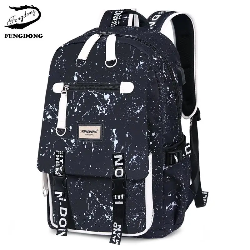 Black bagpack Модный мужской рюкзак, водонепроницаемый рюкзак для школьников, студентов, с принтом, мужской рюкзак для ноутбука, Большой Вместительный рюкзак - Цвет: Black bagpack