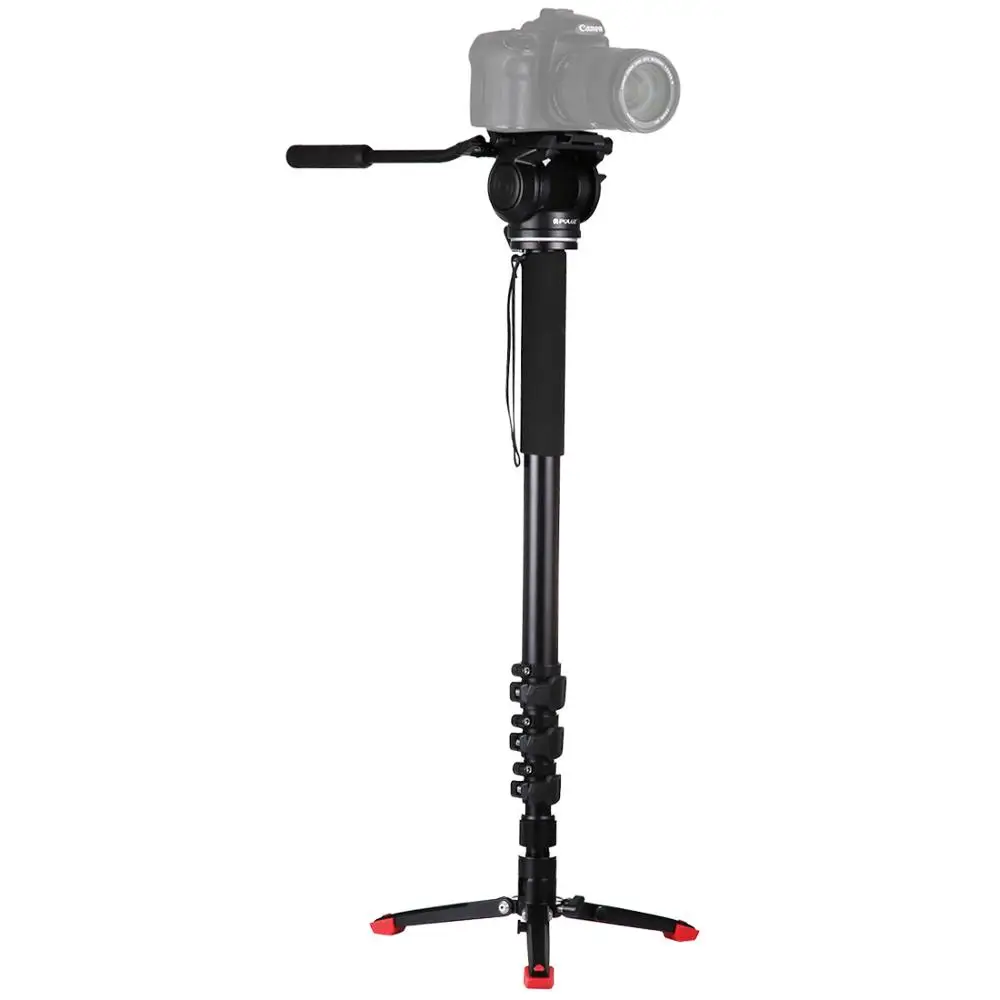 with gimbal PULUZ монопод из алюминиевого сплава с мини-штативом гидравлический демпфирующий карданный для Canon Nikon sony DSLR Unipod для фотосъемки - Цвет: with gimbal